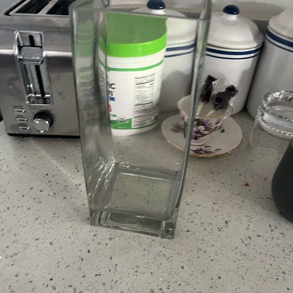 Clear Glass Vase Tall Square